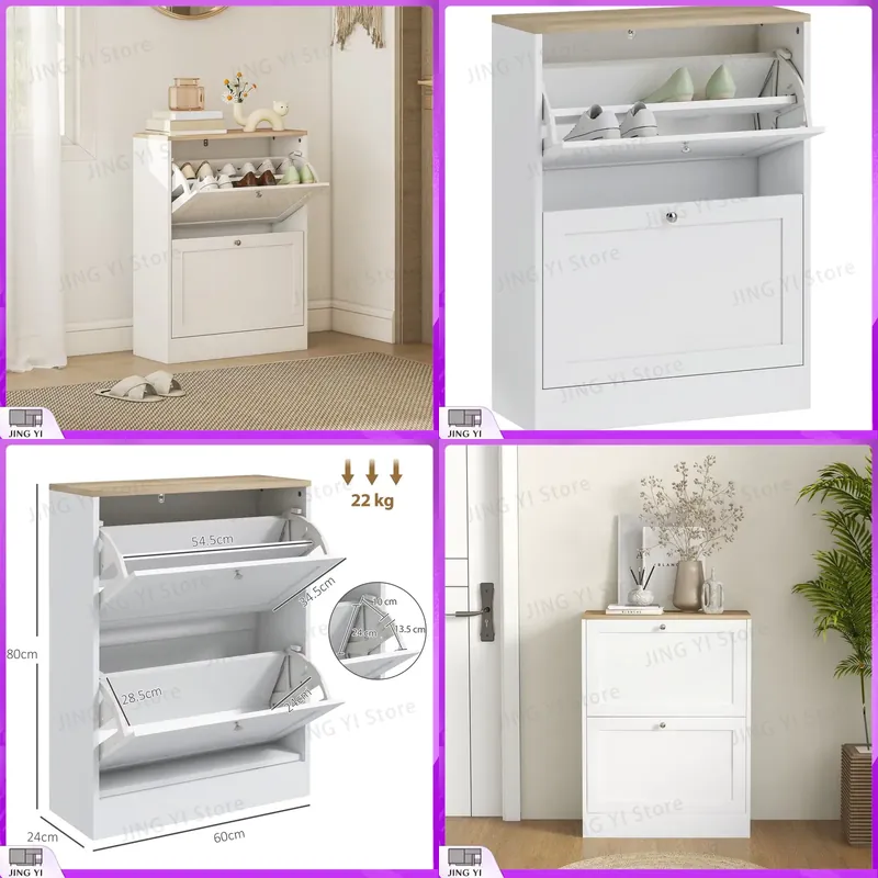 Shoe Rack Cabinet Narrow Entryway - Meuble à chaussures étroit avec 2