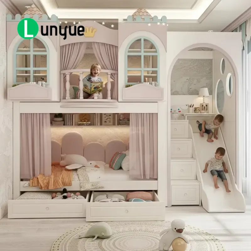 Bunk Bed With Stairs And Slide - Lit superposé personnalisé Ankke Princess House