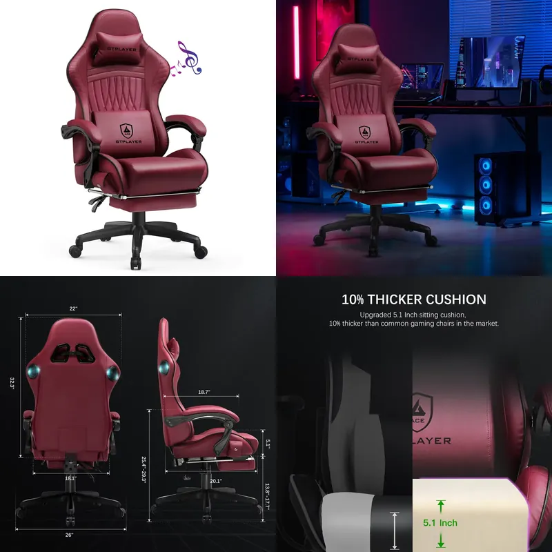 Office Furniture - Chaise de jeu GTPLAYER avec haut-parleurs,