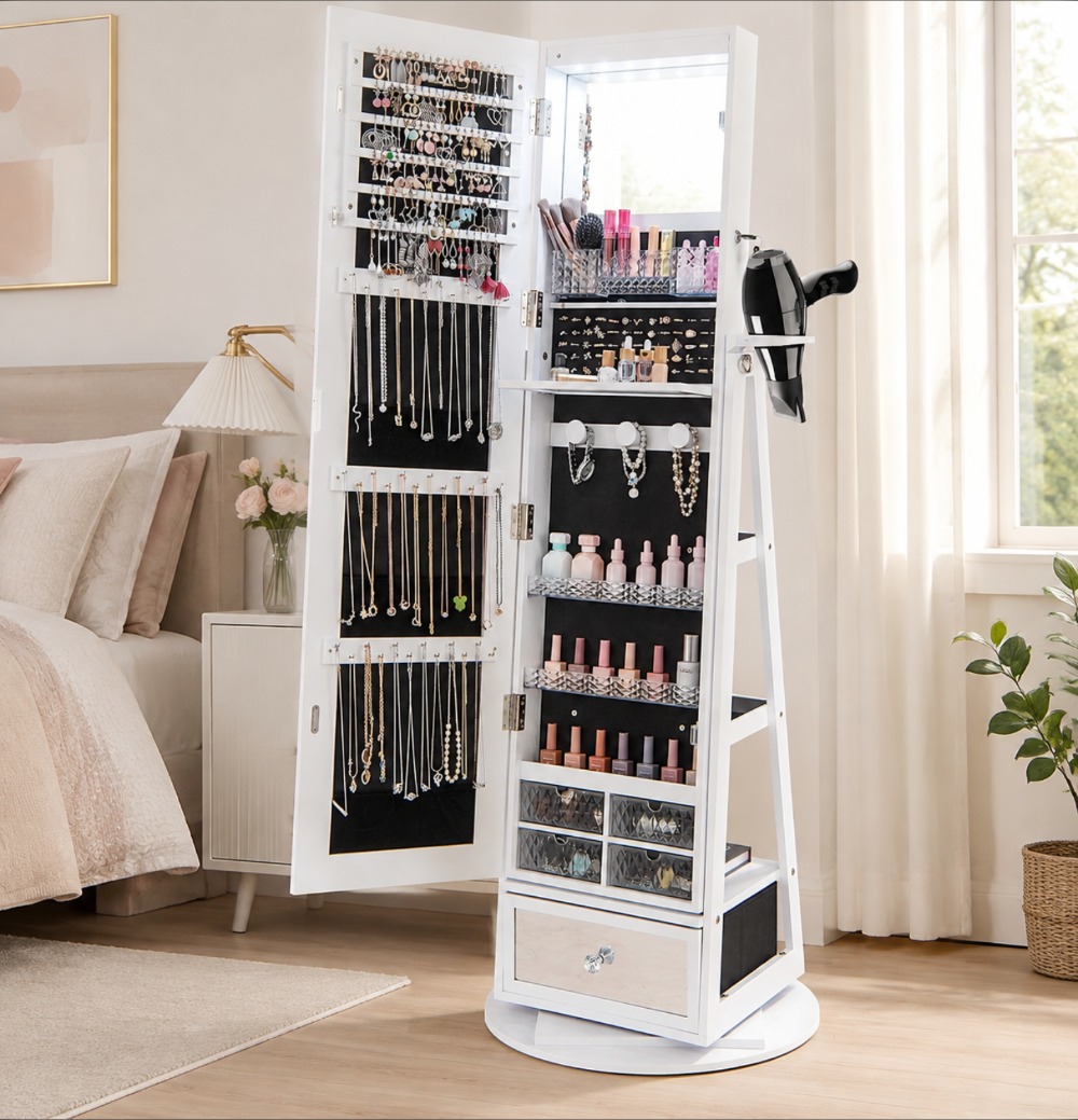 360 °   Armoire à bijoux pivot - Full Length Mirror Jewelry Armoire avis et prix