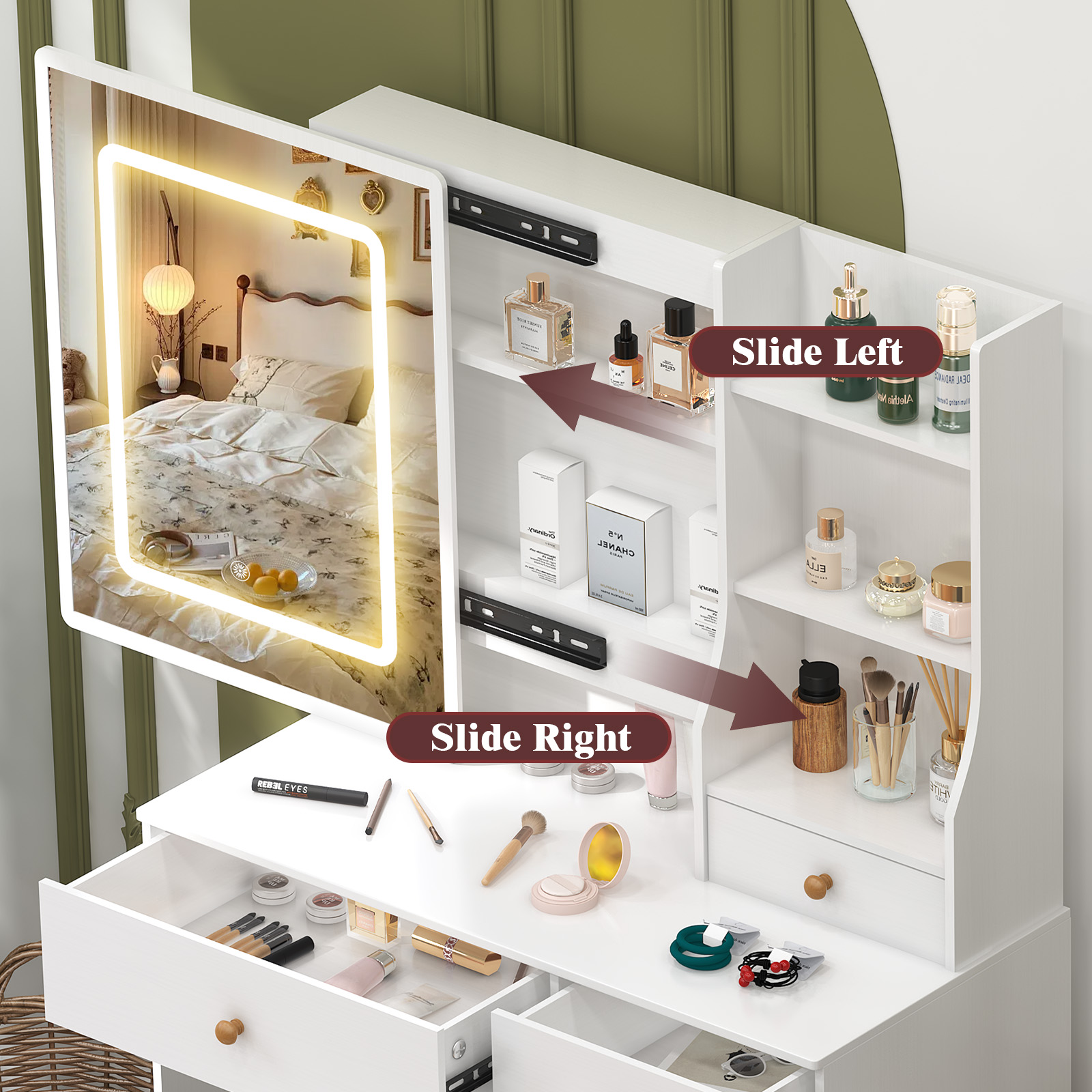 Ensemble de coiffeuse blanche  - Dressing Table Vanity With Lighted Mirror avis et prix