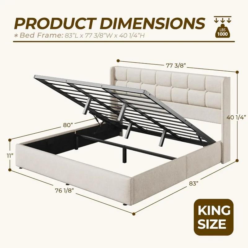 Cadre de lit avec rangement re - Gas Lift Storage Bed Hydraulic avis et prix