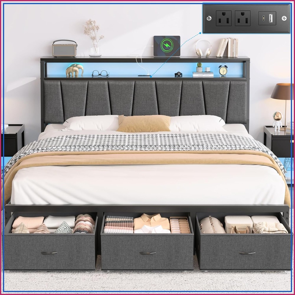Cadre de lit King Size avec tê - King Size Bed Frame With Storage Drawers avis et prix