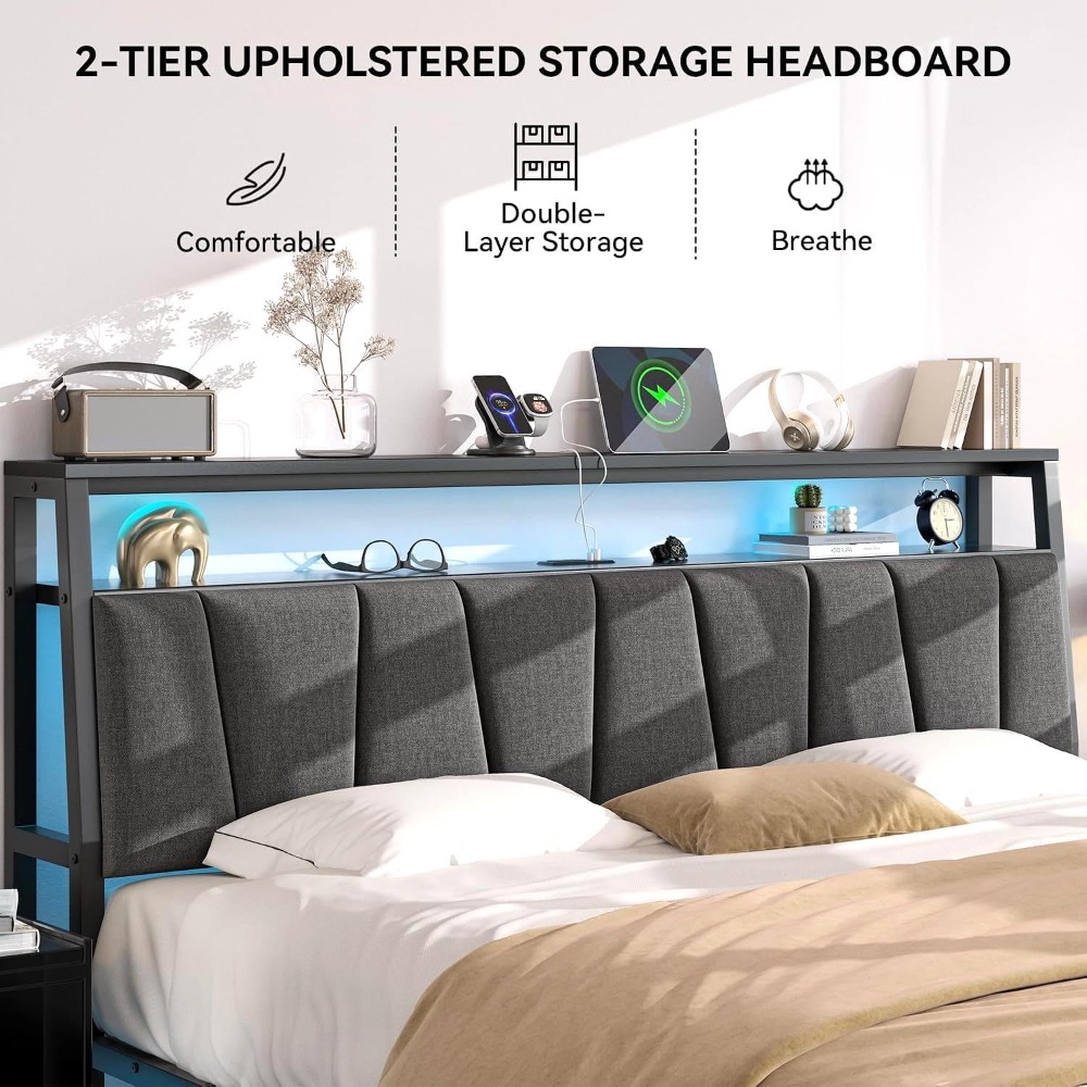 Cadre de lit King Size avec tê - King Size Bed Frame With Storage Drawers avis et prix