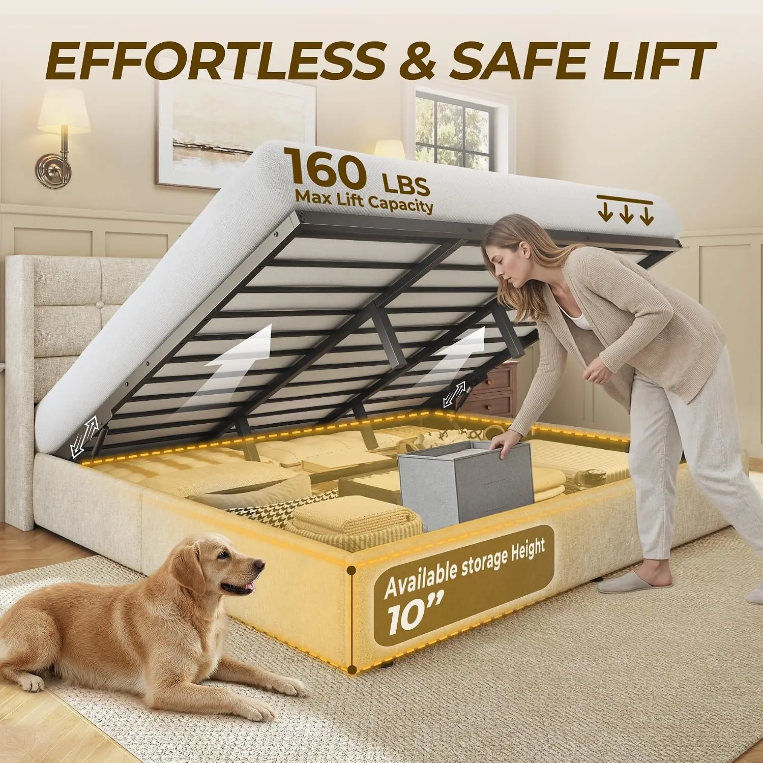 Cadre de lit King Size avec ra - Gas Lift Storage Bed Hydraulic avis et prix