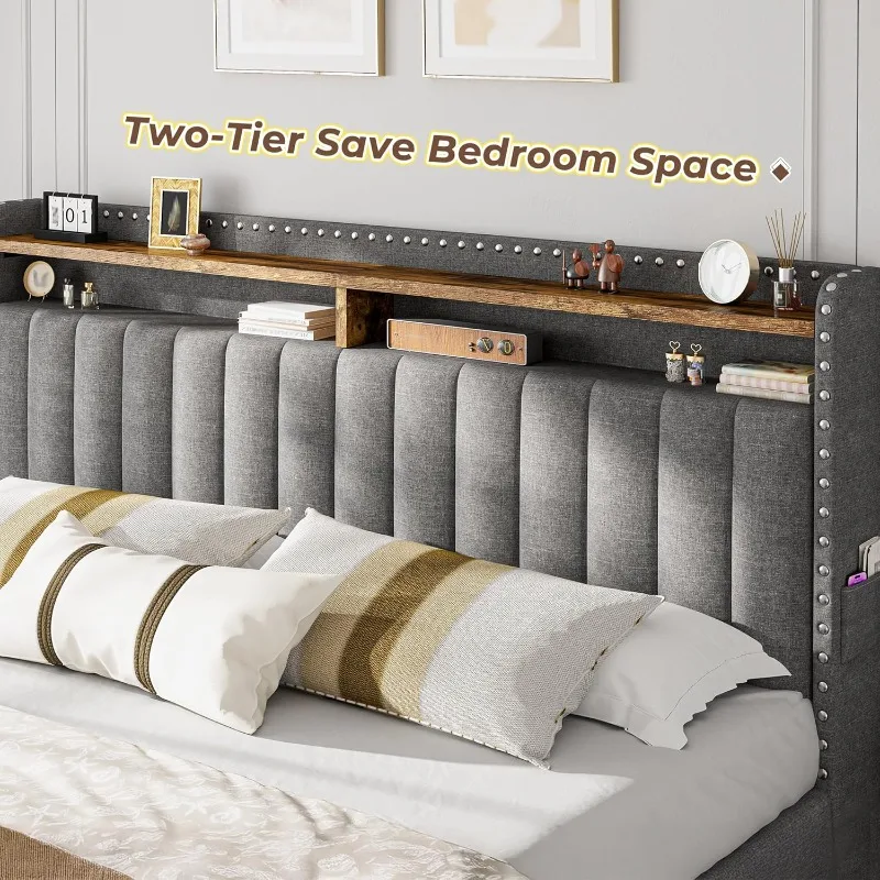 EnHomee Cadre de lit king size - King Size Bed Frame With Storage Drawers avis et prix