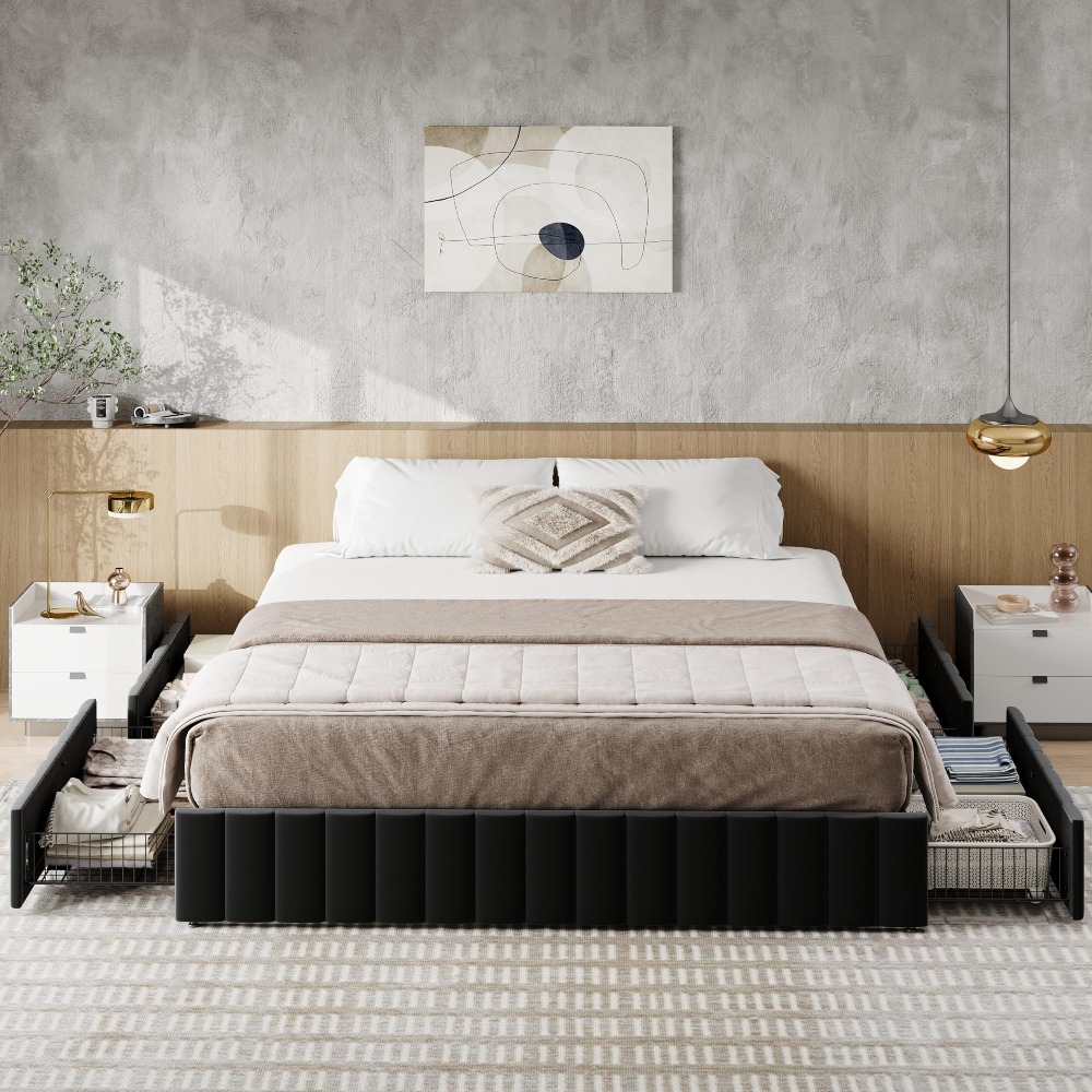 Cadre de lit plateforme King S - King Size Bed Frame With Storage Drawers avis et prix