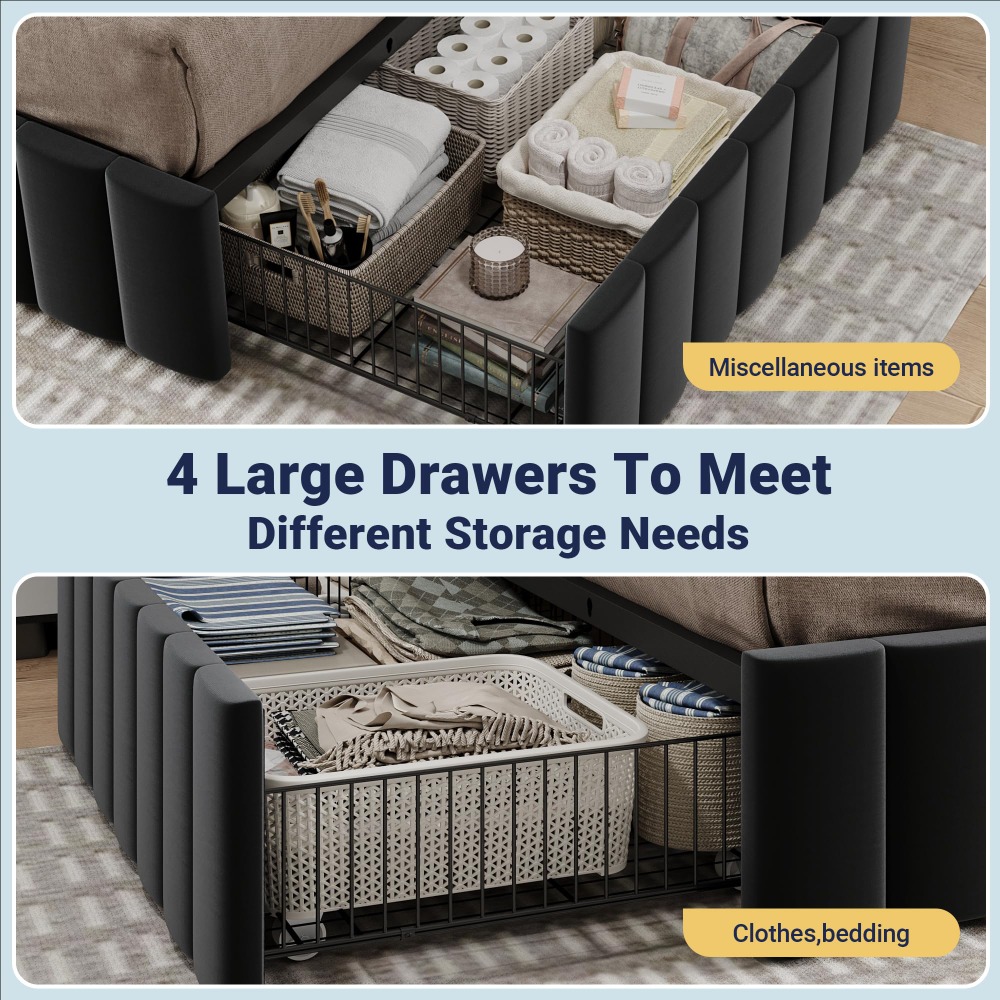 Cadre de lit plateforme King S - King Size Bed Frame With Storage Drawers avis et prix
