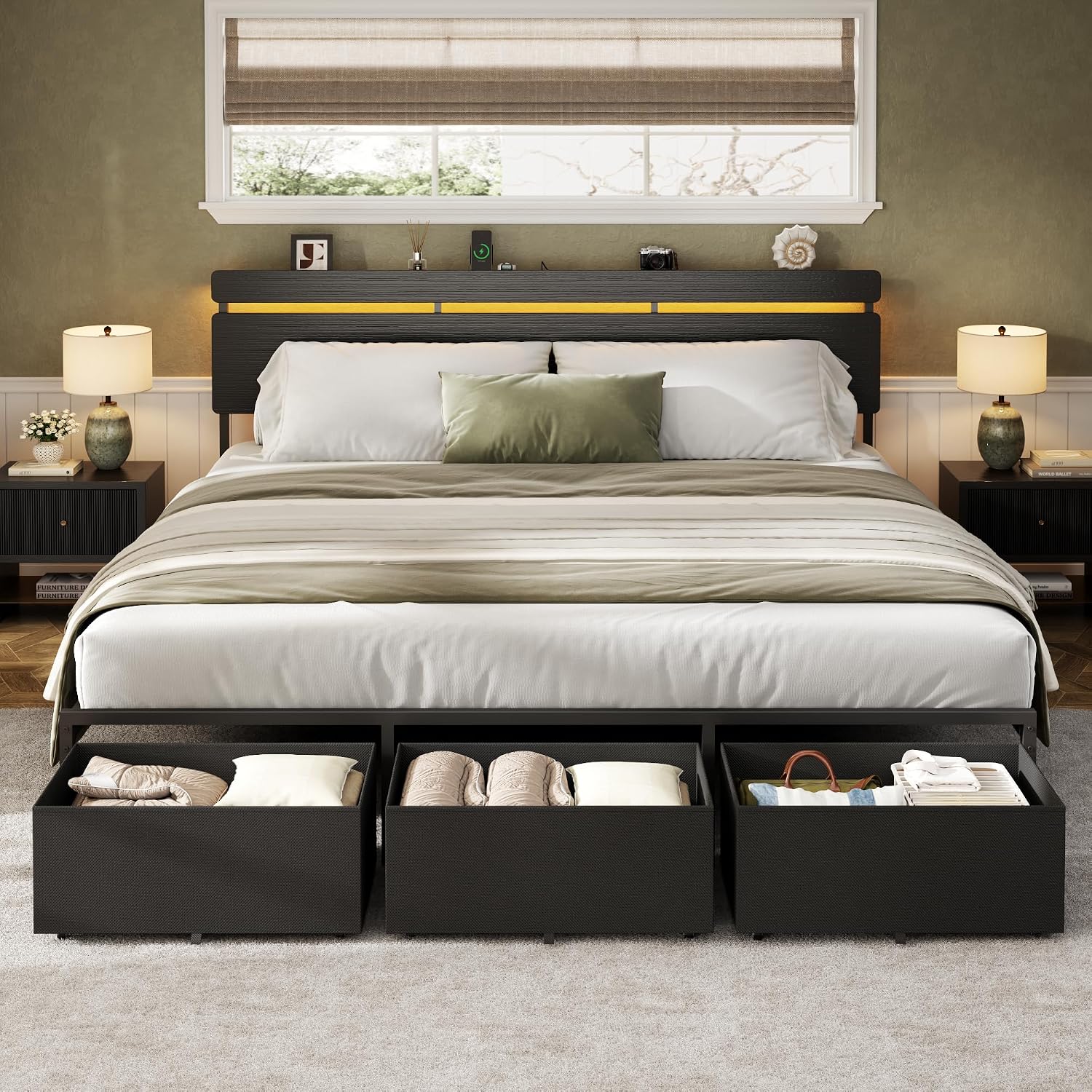 Cadre de lit King Size Foreste - King Size Bed Frame With Storage Drawers avis et prix