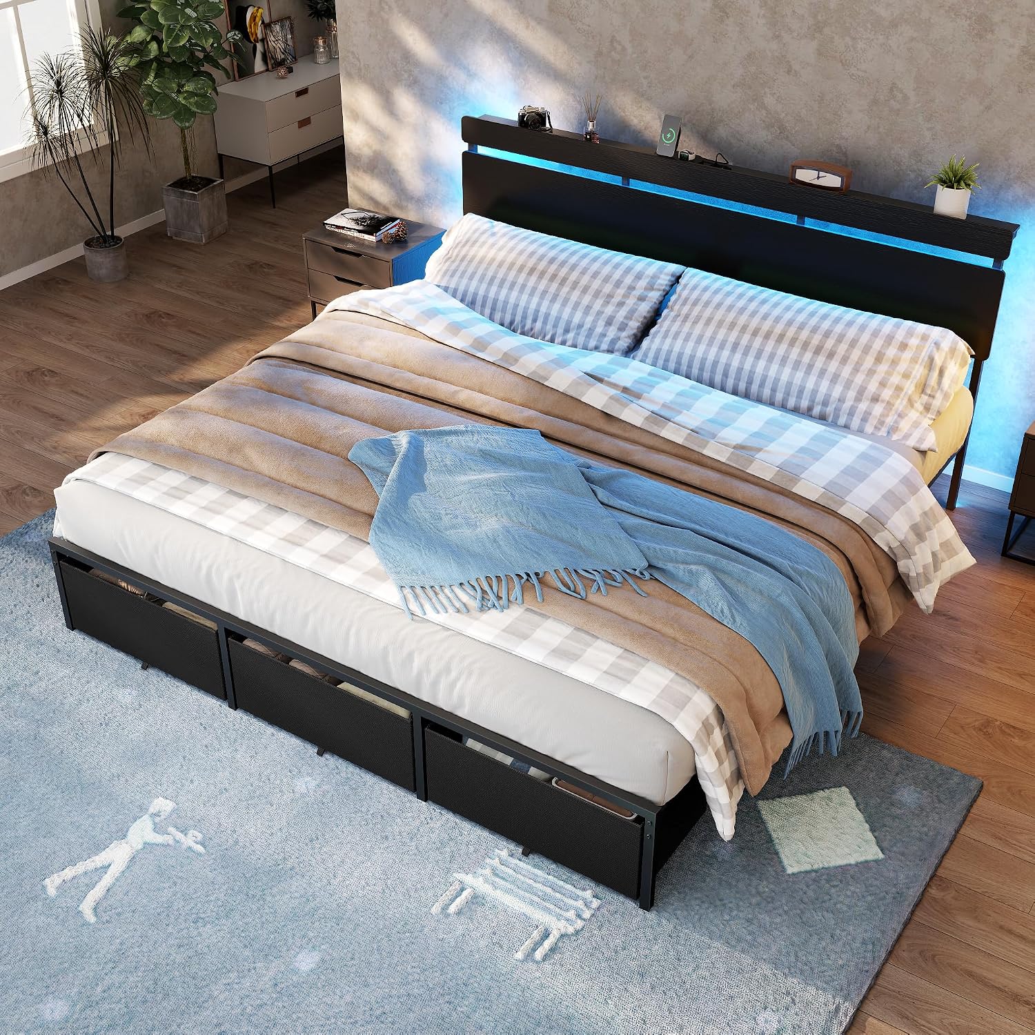 Cadre de lit King Size Foreste - King Size Bed Frame With Storage Drawers avis et prix