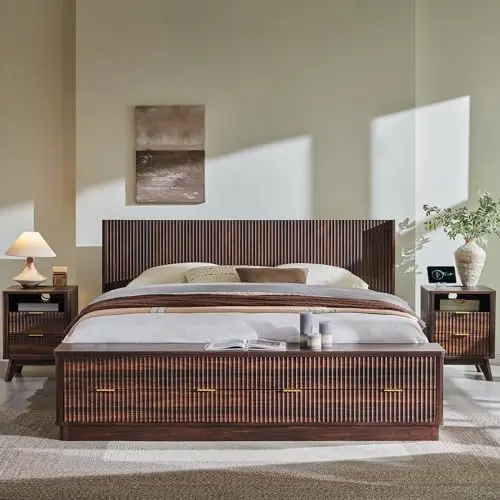 Cadre de lit King Size cannelé - King Size Bed Frame With Storage Drawers avis et prix